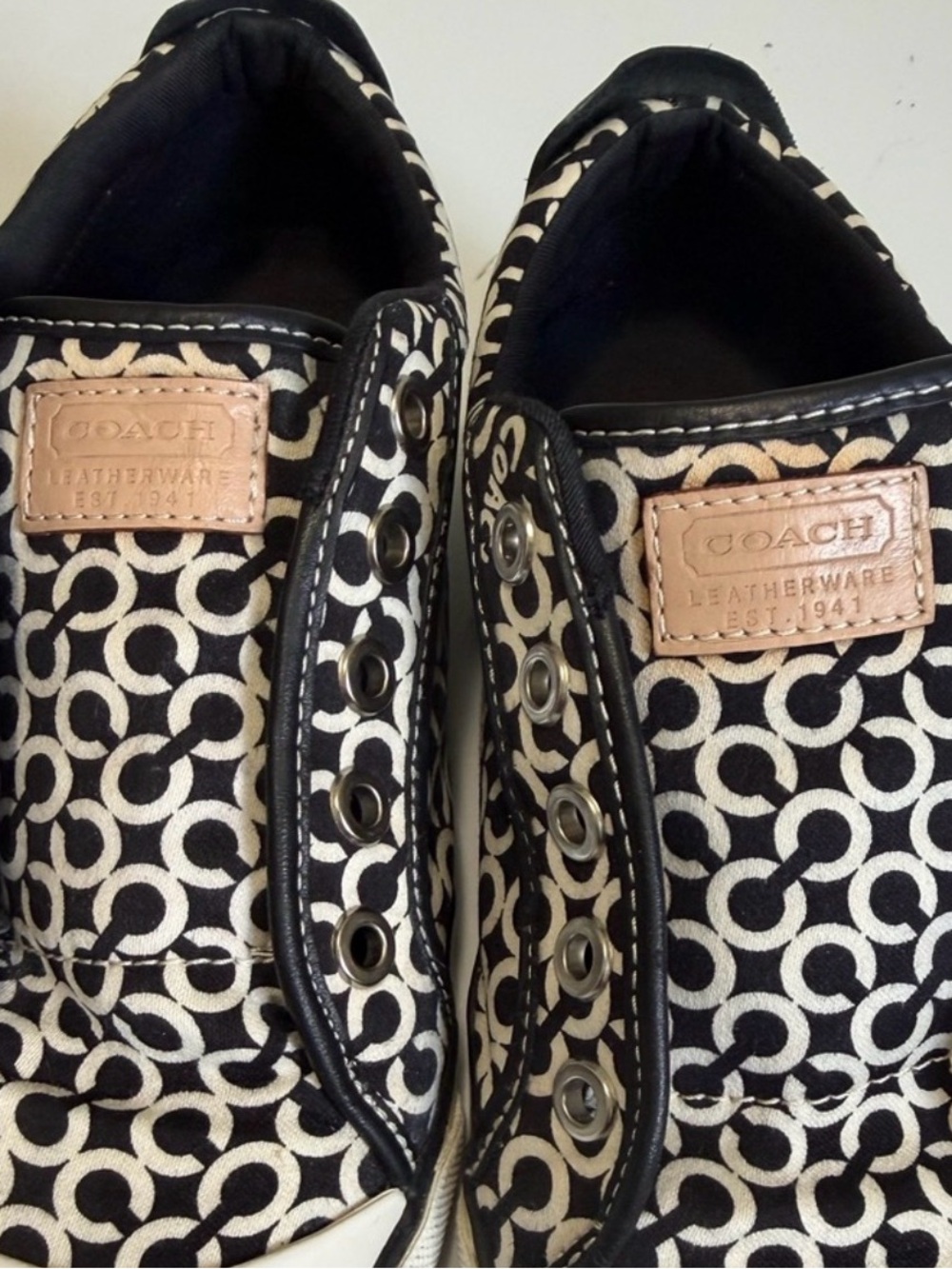 COACH Barrett Signature C Black White Canvas / Leather Sneakers Women’s Size 6.5 - Picture 12 of 15